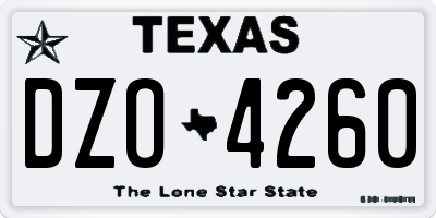 TX license plate DZO4260
