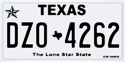 TX license plate DZO4262