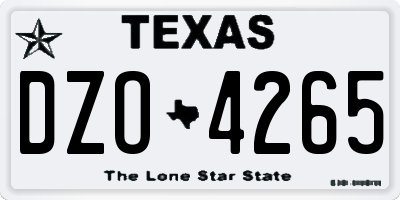 TX license plate DZO4265
