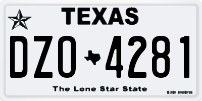 TX license plate DZO4281