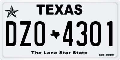 TX license plate DZO4301