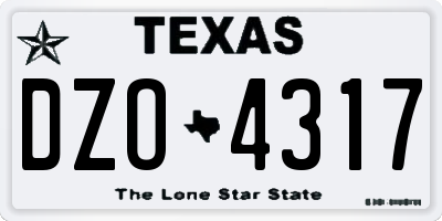 TX license plate DZO4317