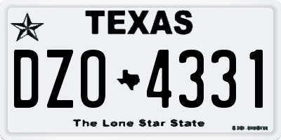 TX license plate DZO4331