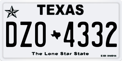 TX license plate DZO4332