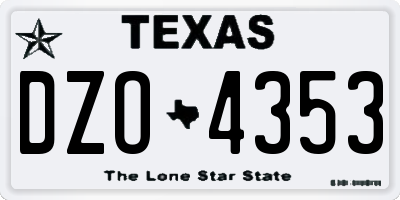 TX license plate DZO4353