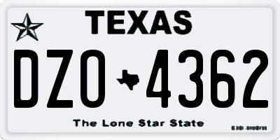 TX license plate DZO4362