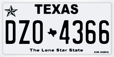 TX license plate DZO4366