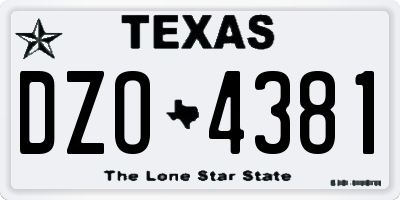 TX license plate DZO4381
