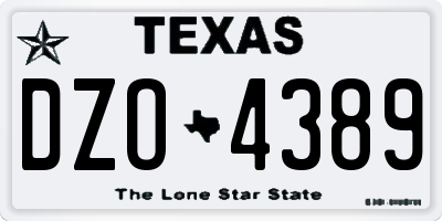 TX license plate DZO4389