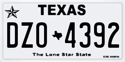 TX license plate DZO4392