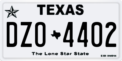TX license plate DZO4402