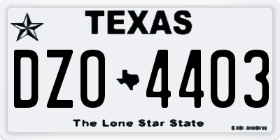 TX license plate DZO4403