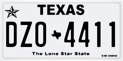 TX license plate DZO4411