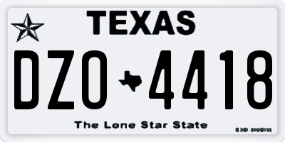 TX license plate DZO4418