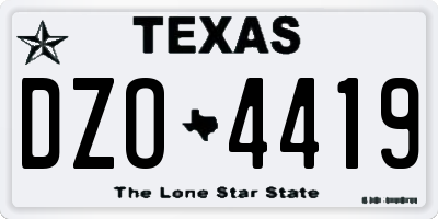TX license plate DZO4419