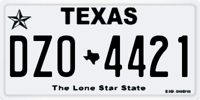 TX license plate DZO4421