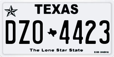 TX license plate DZO4423