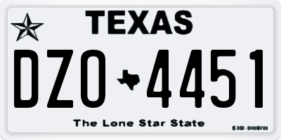 TX license plate DZO4451
