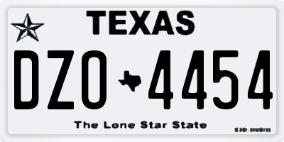TX license plate DZO4454