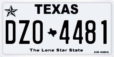 TX license plate DZO4481