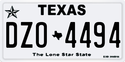 TX license plate DZO4494