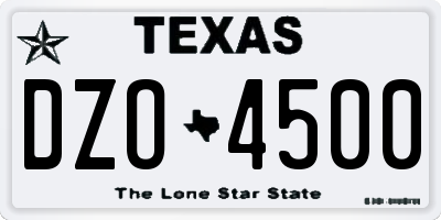 TX license plate DZO4500