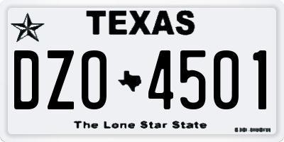 TX license plate DZO4501