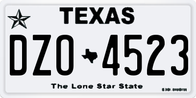 TX license plate DZO4523