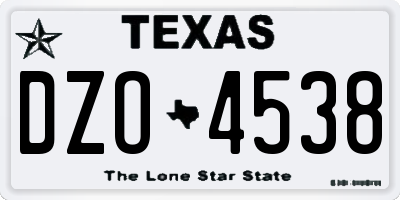TX license plate DZO4538
