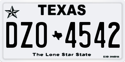 TX license plate DZO4542