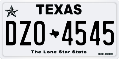 TX license plate DZO4545