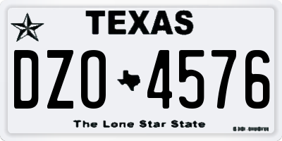 TX license plate DZO4576