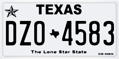TX license plate DZO4583