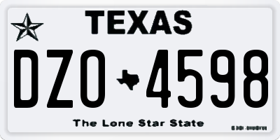 TX license plate DZO4598