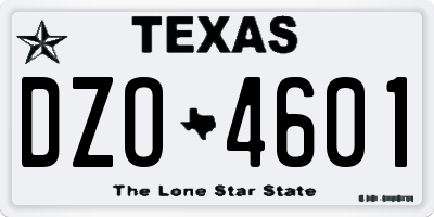 TX license plate DZO4601