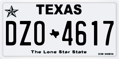TX license plate DZO4617