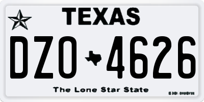 TX license plate DZO4626