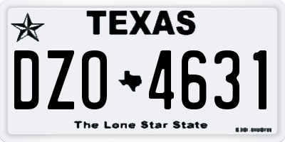 TX license plate DZO4631