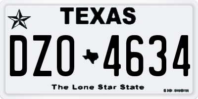 TX license plate DZO4634