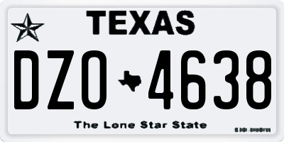 TX license plate DZO4638