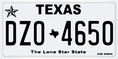 TX license plate DZO4650