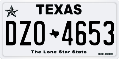 TX license plate DZO4653