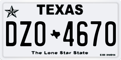 TX license plate DZO4670