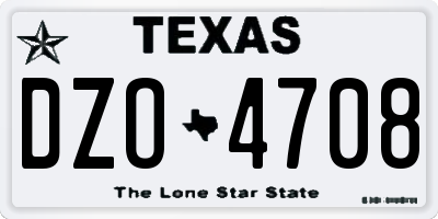 TX license plate DZO4708