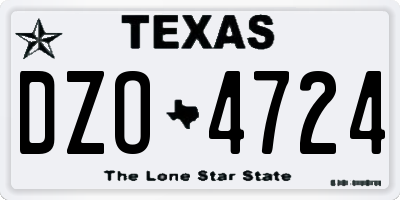 TX license plate DZO4724