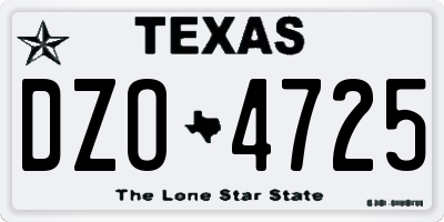 TX license plate DZO4725