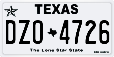 TX license plate DZO4726