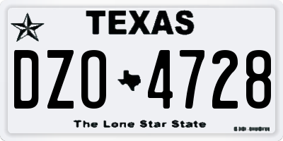 TX license plate DZO4728