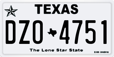 TX license plate DZO4751