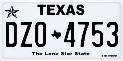 TX license plate DZO4753